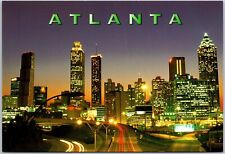 Atlanta Skyline As Night Falls Buildings Lights Atlanta Georgia GA  Postcard picture