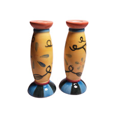 Lovely Tuscan / Southwestern Style Ceramic Decorative Candlestick Holders picture