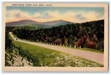 San Jose California CA Postcard Greetings Scene Street Road 1940 Vintage Antique picture