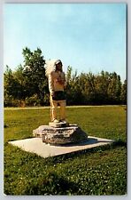 Postcard Wisconsin Sturgeon Bay Statue Chief Oshkosh 4X picture