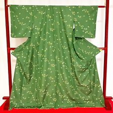 Japanese Kimono 'KOMON' Polyester/Green/Flower/Traditional/Vintage N168 picture