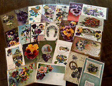 LOT of 23 Greetings Postcards with~PANSY~Flowers Floral~Pansies~In Sleeves-k-43 picture