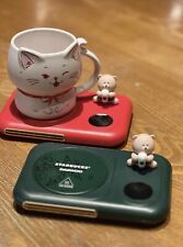 New Starbucks 2024 China Green/Red Cute Bear Heat Preservation Coaster With USB picture