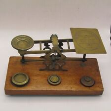 Vintage S Mordan & Co Brass and Wood Postal Scales With Weights picture
