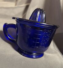 Vintage COBALT BLUE DEPRESSION Glass Style  JUICER REAMER & 2 CUP MEASURING picture