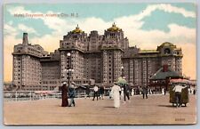 Postcard Hotel Traymore, People on Boardwalk, Atlantic City New Jersey c1907 picture
