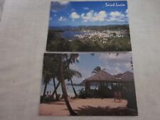 Lot of 2 St. Lucia West Indies Carribbean aerial view beach vintage postcards picture