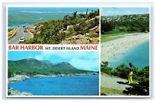 Postcard Bar Harbor, Mt Desert Island, Maine Otter Cliff Sand Beach A2 picture