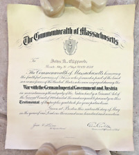 1919 WWI Commonwealth of Massachusetts Certificate of Military Service, Coolidge picture