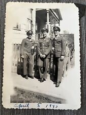 Army 3 Soldiers April 8 1945 WWII Snapshot Black & White Photo 3.25x4.75