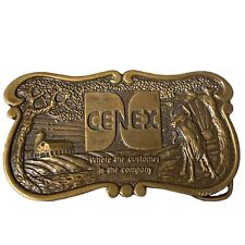 Vtg CENEX Belt Buckle Gas Oil Advertising Solid Brass Farmers Union Central MN picture
