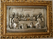 Antique 1920s Silver Metal Bas Relief of the Last Supper Made in Spain picture