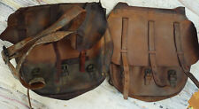 2 Antique US leather military bags brass picture