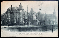 Vintage Postcard 1901-1907 Hanover and Beach Streets, Pottstown, PA. picture