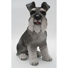 Large Sitting Realistic Schnauzer Puppy Dog Figurine Resin 12.5