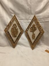 Vintage Syroco Diamond Wall Plaques MCM  Set of 2 picture