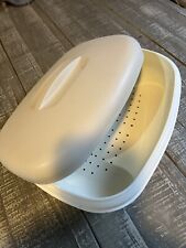 Tupperware Microwave Vegetable Rice Steamer White almond 1274-3 1275-2 picture