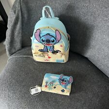 Disney Parks Loungefly Stitch & Scrump Beach Day Sand Castle Backpack & Wallet picture