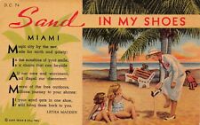Miami Beach FL Florida Woman High Heels Sand Bikini Beauty Girl Vtg Postcard V4 picture