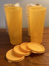 4 Tupperware 5107L-5 16 Oz. Tumblers with Lids Mango NEW picture
