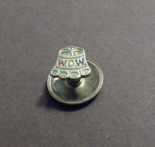 Antique W.O.W. Woodmen Of The World Silver Tone RWB Enamel Lapel Button Stud picture