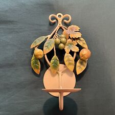 Vintage Italian Tole Painted Metal Wall Candle Sconce. Grapes Apples And Pears. picture