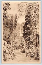 Yosemite National Park CA Postcard RPPC Photo Yosemite Falls In Winter c1930's picture