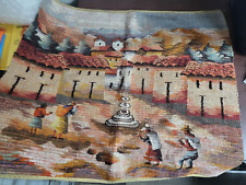 Vintage Peruvian Wool Tapestry Wall Art Throw 32H x 38