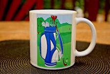 Otagiri Multi Color Embossed Golf Bag on Course Ceramic Coffee Mug NWOT picture