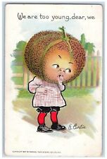 Curtis Artist Signed Postcard Girl Cantaloupe Head New London WI Tuck's 1910 picture