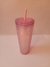 Starbucks '22 Holiday Light Pink Lace Woodland Creatures Soft Touch Tumbler FLAW picture