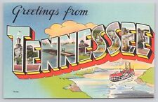 Greetings From Tennessee Large Letter Riverboat Postcard picture