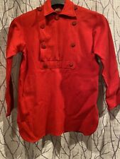 1900s Cairns & Brother Original Red Wool Fireman's Bib Shirt All Buttons Intact picture