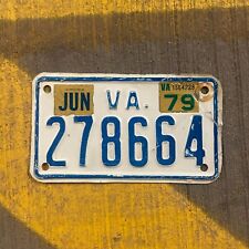 1979 Virginia Motorcycle License Plate 278664 Harley Honda BMW YOM DMV Clear picture