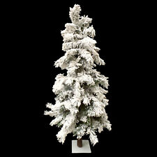 4 ft FLOCKED CHRISTMAS TREE with Lights / METAL TREE STAND / picture