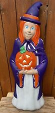 Vintage Grand Venture Witch Blow Mold Pumpkin Rare Purple Redhead Halloween READ picture