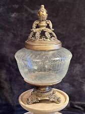 Large Crackle Glass Apothecary Jar With Lid picture