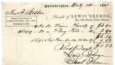 Lewis Bremer Philadelphia PA 1848 Billhead Manufactured & Leaf Tobacco picture