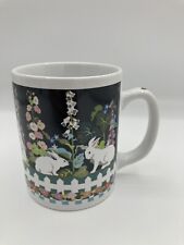 Vintage Claire Murray ENGLISH GARDEN Coffee Mug Andrews McMeel Floral Bunnies picture