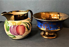 Wade and Staffordshire Luster Pitcher and Bowl Hand Painted picture