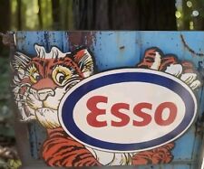 1950's Rare Vintage ESSO Die Cut Large Porcelain Enamel Sign 48