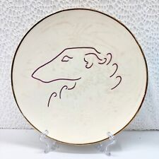 Vintage Artist Made Borzoi Decorative Plate, Gold Details, Russian Wolfhound picture