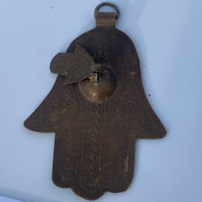 Rare Antique Moroccan Bronze Judaica Hamsa Evil Eye Pendant Protection Amulet picture