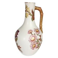  ROYAL WORCESTER SIGNED VASE WITH FAUX BAMBOO HANDLE READ  picture