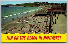 Beach Nantasket Massachusetts Shoreline Oceanfront Coast Ocean Cancel Postcard picture