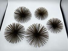 Set of 5 C Jere Style Gold Metal Spike Pom Pom Starburst Atomic Orb Wall Art MCM picture