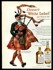 1948 Clan Menzies tartan bagpipes piper art Dewar's Scotch whisky print ad picture