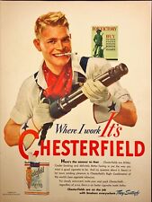 1942 Chesterfield Cigarettes Man Red Bandana Buy War Bonds WWII Vintage Print Ad picture
