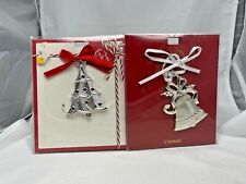 NOS Brand New Lenox Silver Tone Christmas Tree Ornaments Charms  2 for 1 price picture