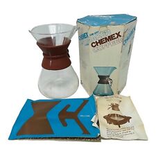 Vintage 1970s Chemex Coffee Maker 2-7 Cups CM-207 W Box & Manual Plastic Handle picture